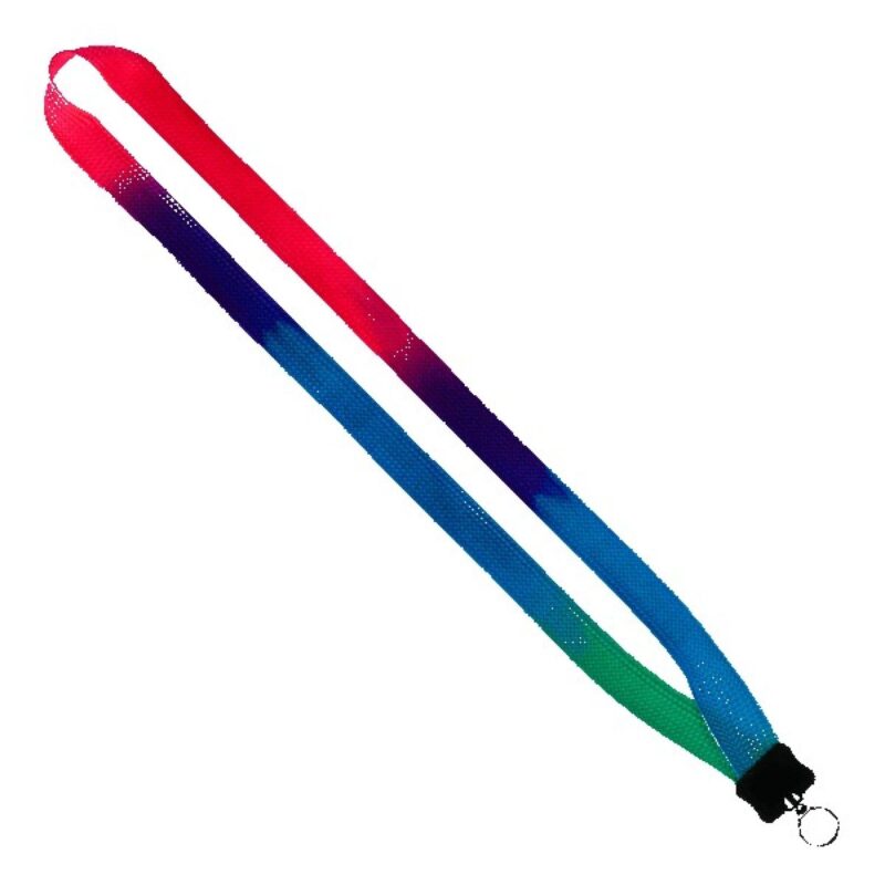 3/4" Tie Dye Lanyard with Plastic Clamshell & O-Ring - 1