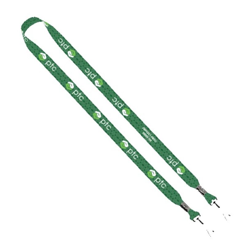 3/4" rPET Dye-Sublimated Double-Ended Lanyard With Metal Crimp and Swivel Snap Hook