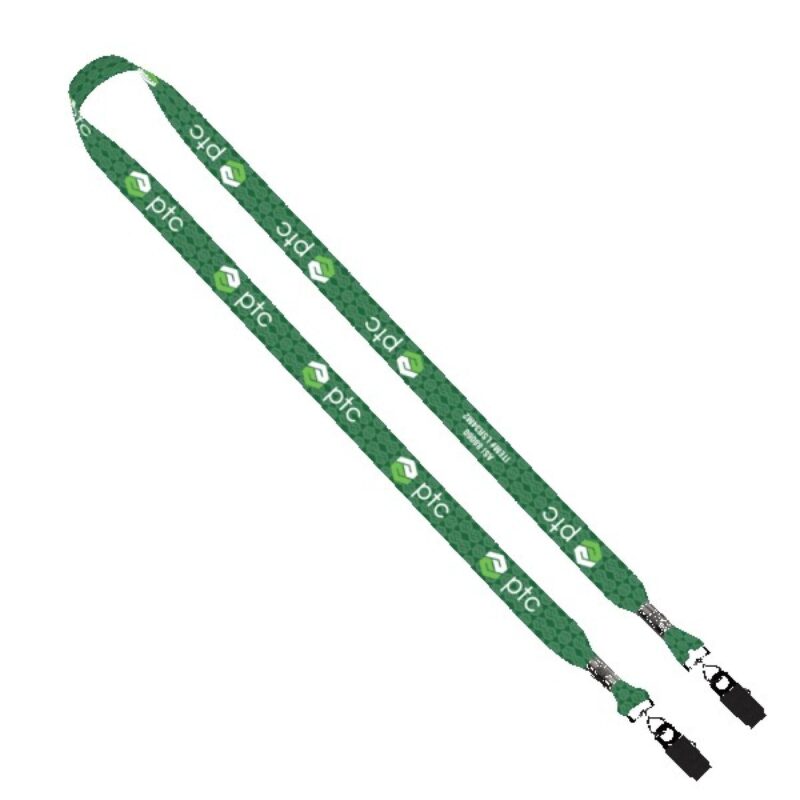 3/4" rPET Dye-Sublimated Double-Ended Lanyard with Metal Crimp and Bulldog Clip - 1