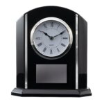 Black and Silver Piano Finish Desk Clock - 1