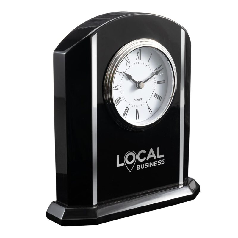 Black and Silver Piano Finish Desk Clock - 2