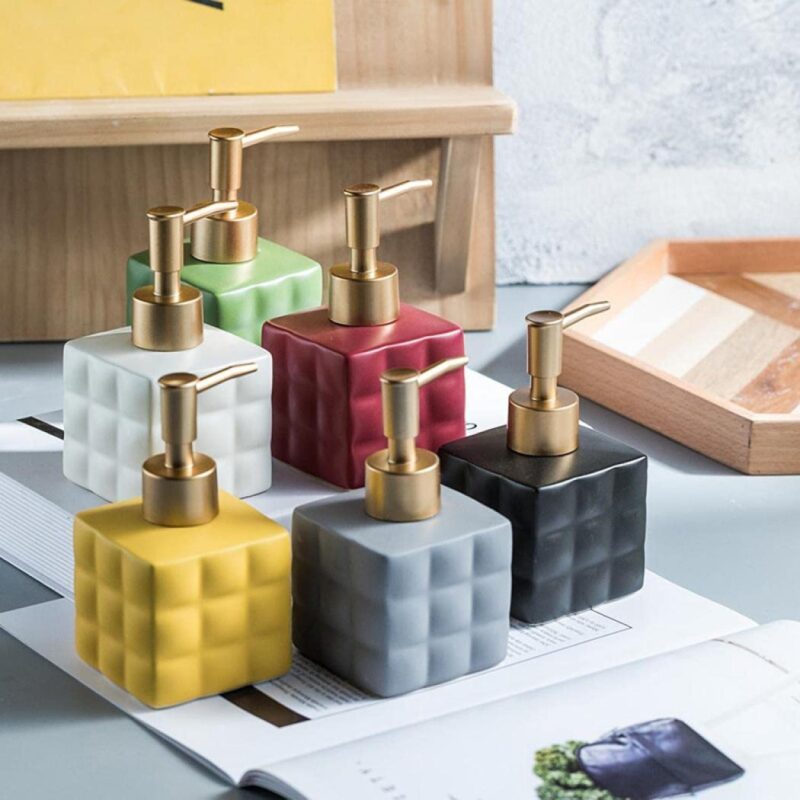 Ceramic Hand Soap Dispenser Lotion Dispenser Countertop Soap Dispensers for Hotel Bathroom - 3