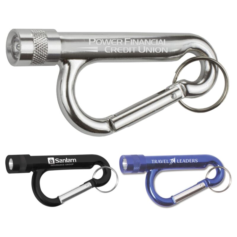 "Chiron Light" Metal Carabiner Flashlight w/Split Ring Attachment