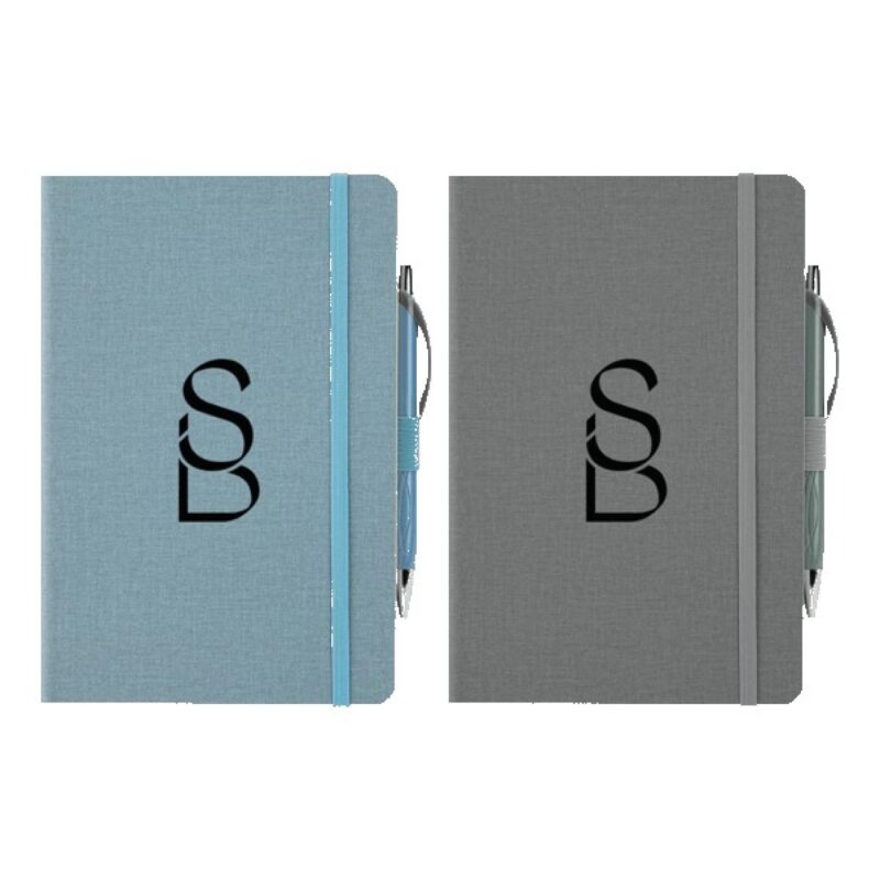 Crosshatch PU Notebook With Pen