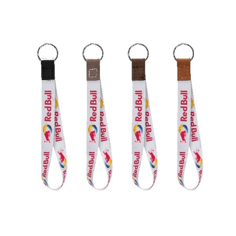 Dye Sublimated Keychain with Leather Accent
