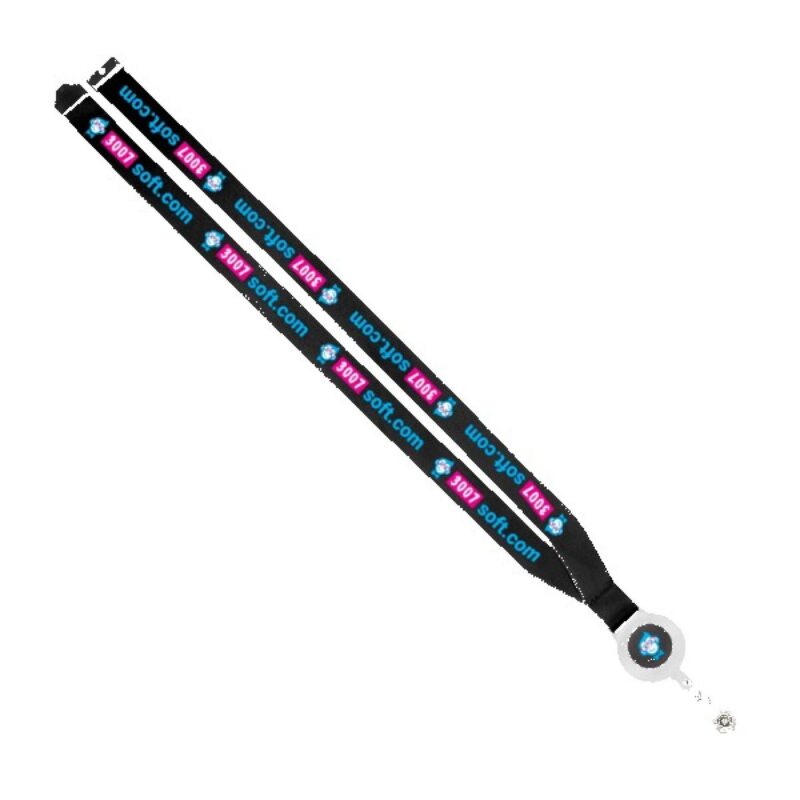 IMPORT 3/4" Dye-Sublimated Lanyard with Retractable Badge Reel and IPH7 back of neck convenience rel - 6