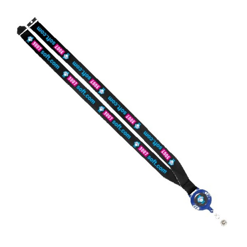 IMPORT 3/4" Dye-Sublimated Lanyard with Retractable Badge Reel and IPH7 back of neck convenience rel - 8