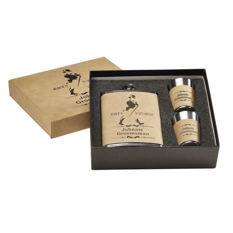 Leatherette Flask Set - 2