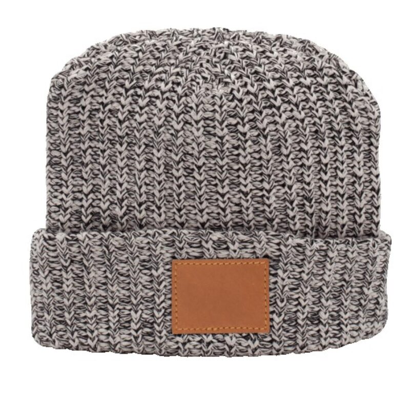 Milliner Cuffed Knit Beanie with Leather Patch - 1