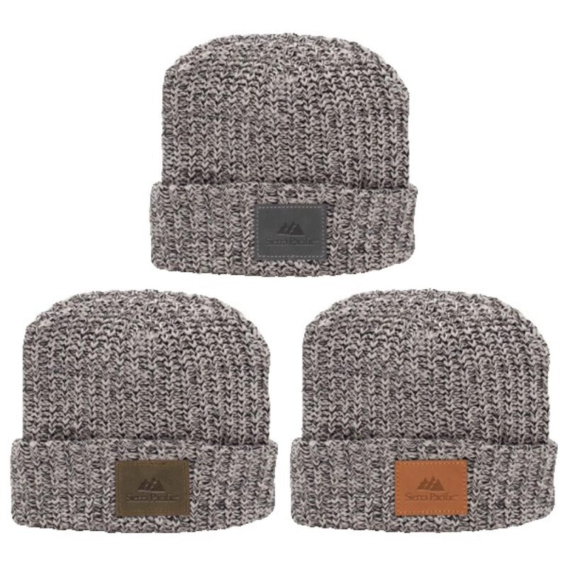 Milliner-Cuffed-Knit-Beanie-with-Leather-Patch-TMILLINER Milliner Cuffed Knit Beanie with Leather Patch