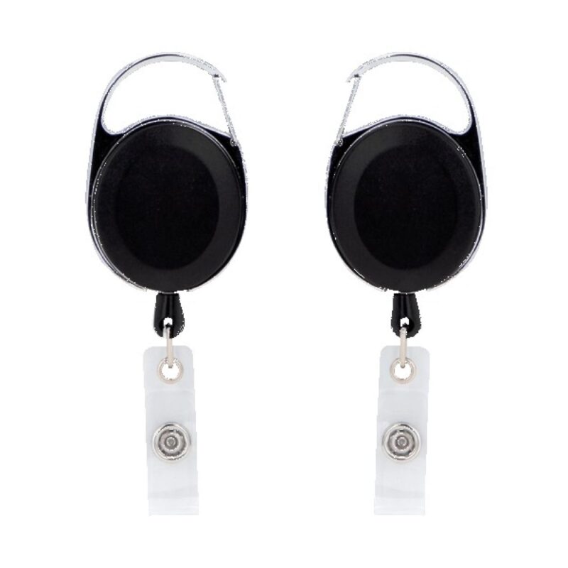 Oval Metal Retractable Badge Reel with Carabiner - 2