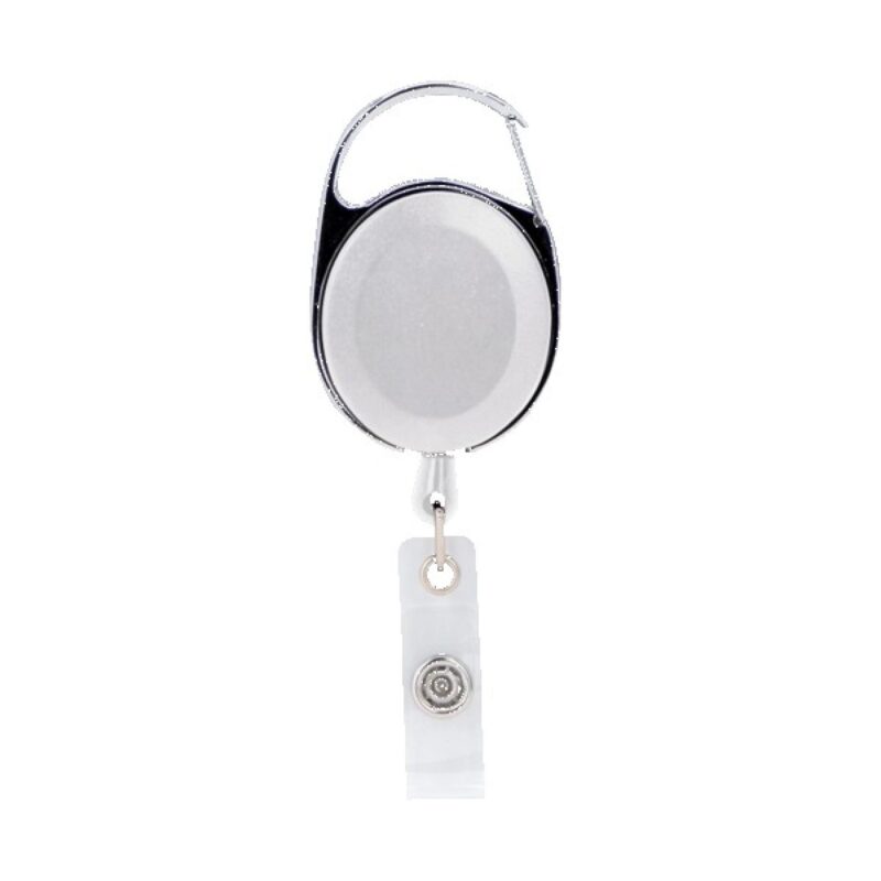 Oval Metal Retractable Badge Reel with Carabiner - 4