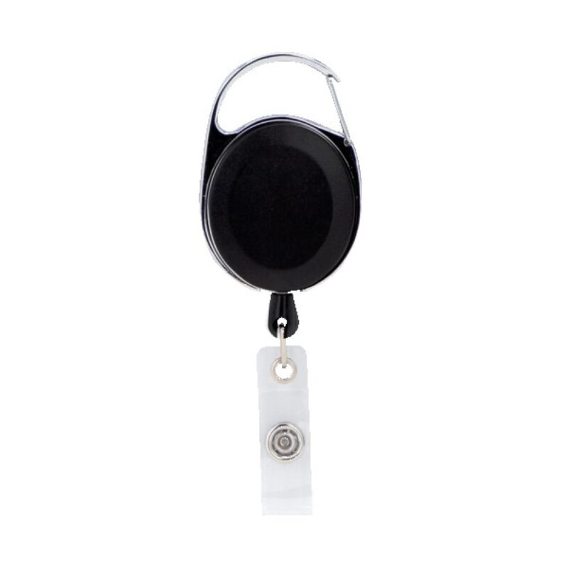 Oval Metal Retractable Badge Reel with Carabiner - 6