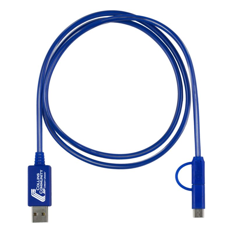 "Payson" 3-in-1 LED Lighted Cell Phone Charging Cable w/Type C Adapter - 2