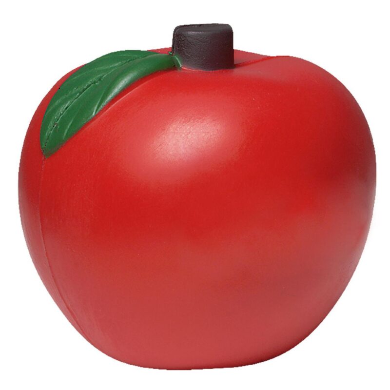 Red Apple Stress Shape With Green Leaves - 1