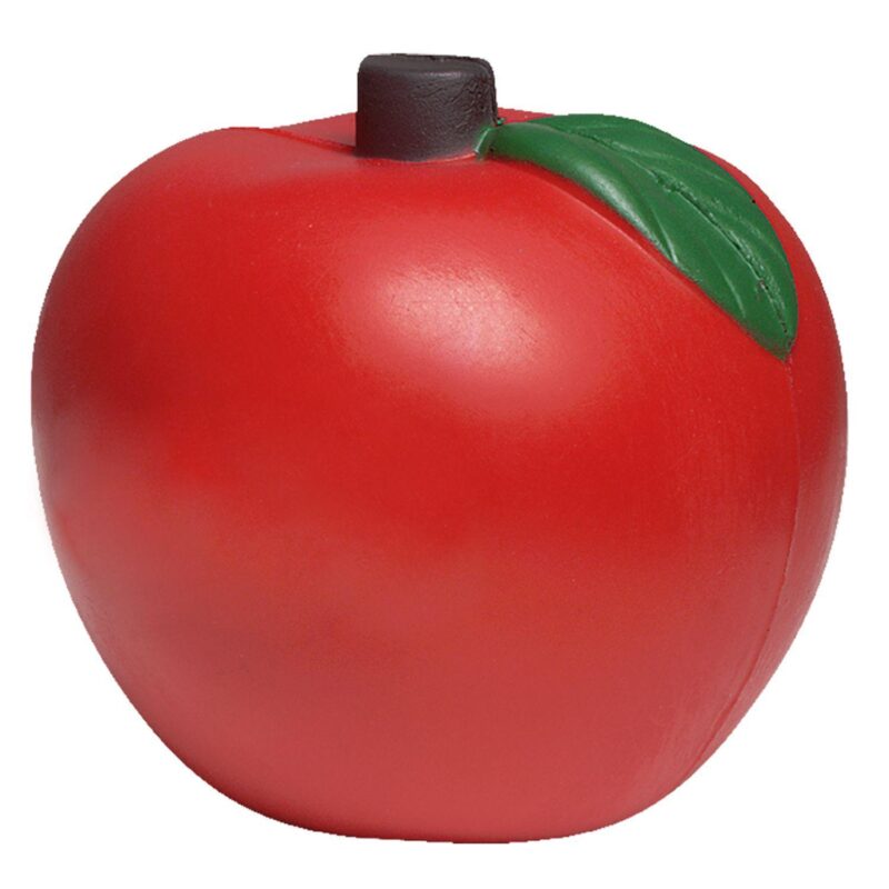 Red Apple Stress Shape With Green Leaves - 3