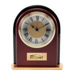 Rosewood and Black Glass Arch Clock