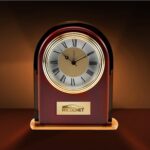 Rosewood and Black Glass Arch Clock - 3