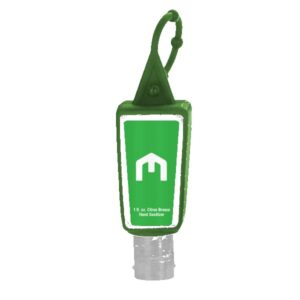 1 oz Single Color Moisture Bead Sanitizer in Trapezoid Bottle + Sleeve