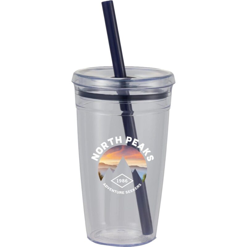 Anna Recycled Acrylic Tumbler w/ Straw 15oz - 6