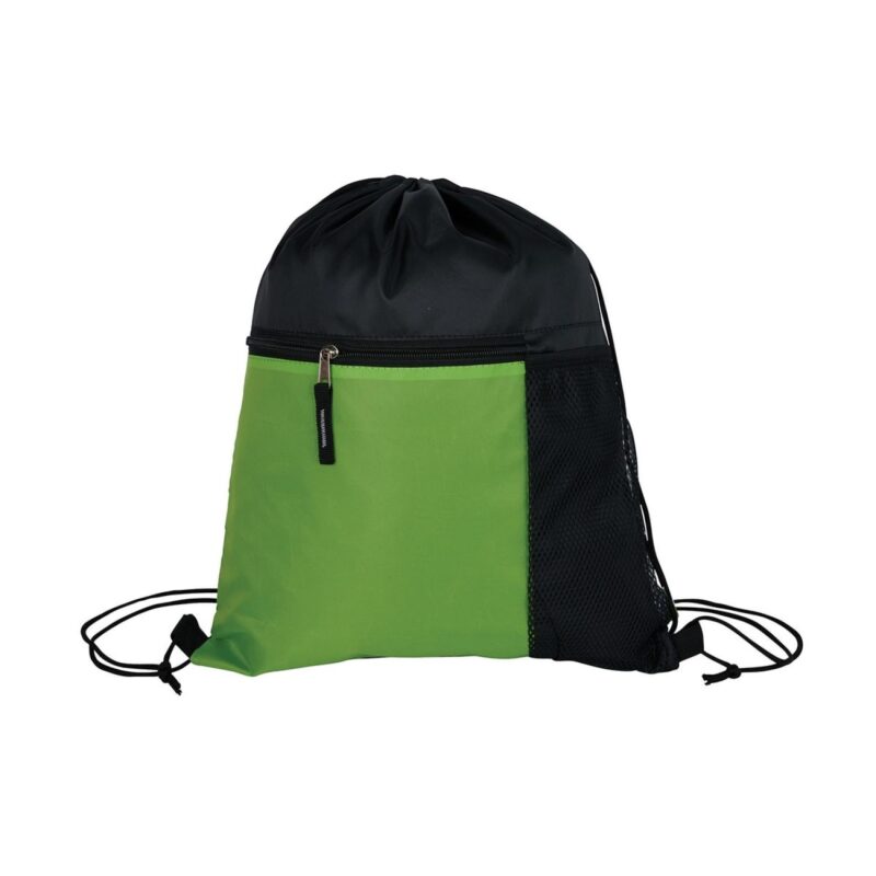 Manchester Recycled (RPET) Drawstring Bag With Zippered & Mesh Pockets - 2