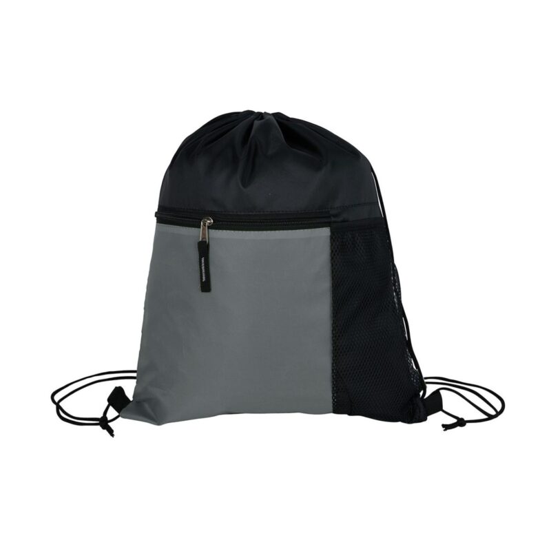 Manchester Recycled (RPET) Drawstring Bag With Zippered & Mesh Pockets - 4